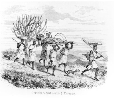 Captain Grant Leaving Karague by Stretcher, from 
